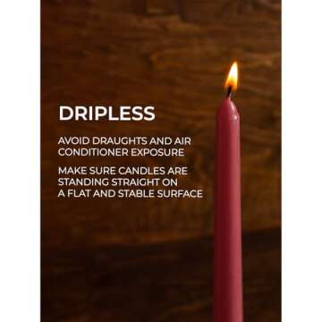 CANDWAX Burgundy Dripless 10 inch Taper Candles Set of 4