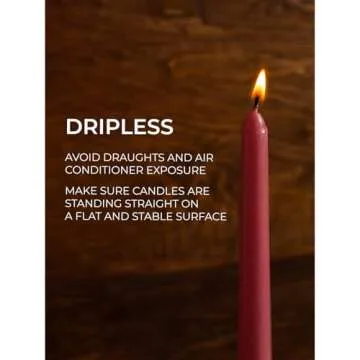 CANDWAX Burgundy Dripless 10 inch Taper Candles Set of 4