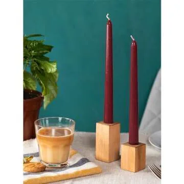 CANDWAX Burgundy Dripless 10 inch Taper Candles Set of 4