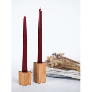 CANDWAX Burgundy Dripless 10 inch Taper Candles Set of 4
