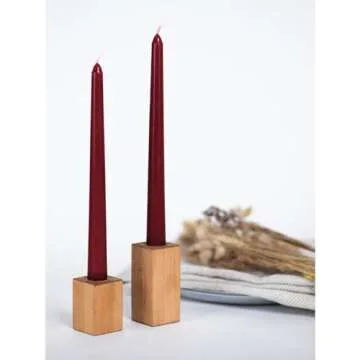 CANDWAX Burgundy Dripless 10 inch Taper Candles Set of 4