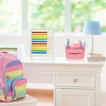 Pink Desk Organizer for Office Supplies and Desk Accessories - Pen Holder Desktop Organization for Room College Dorm Home School (Pink)