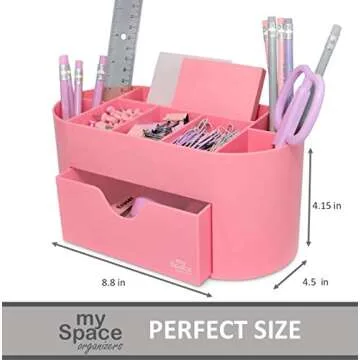 Pink Desk Organizer for Office Supplies and Desk Accessories - Pen Holder Desktop Organization for Room College Dorm Home School (Pink)