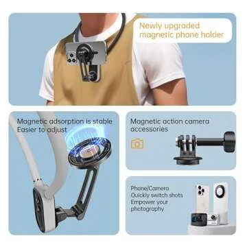 DFUDAF Magnetic Neck Mount - Hands-Free POV Holder for iPhone