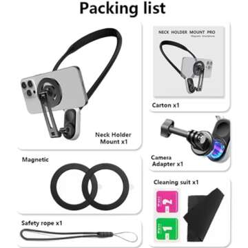 DFUDAF Magnetic Neck Mount - Hands-Free POV Holder for iPhone