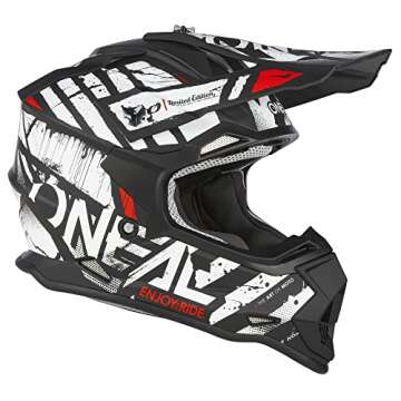 O'NEAL 2 SRS Helmet Glitch Black/White - Lightweight and Safe Riding Gear