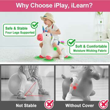 Unicorn Bouncy Horse for Toddlers - iPlay, iLearn