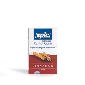 Epic Gum - Aspartame Free 100% Xylitol - Chewing Gum Sugar Free Gum - Cinnamon Flavored, 12 Pieces (Pack of 12)