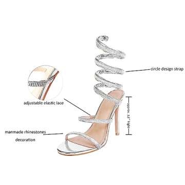 Baffoloo Women's Sparkly Rhinestone Heels for Parties