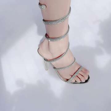 Baffoloo Women's Sparkly Rhinestone Heels for Parties