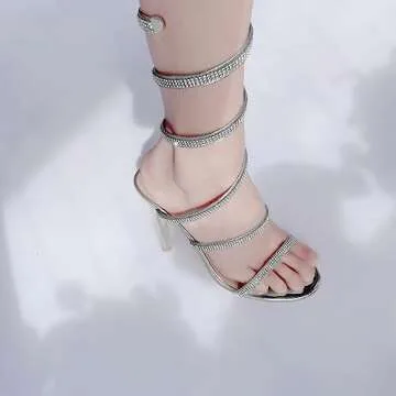 Baffoloo Women's Sparkly Rhinestone Heels for Parties