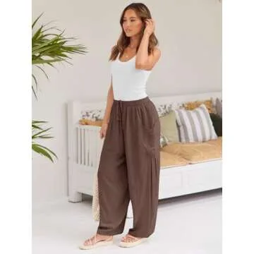 LILLUSORY Women‘s Linen Wide Leg Pants 2025 Casual Loose Lightweigt Beach Palazzo Harem Pants