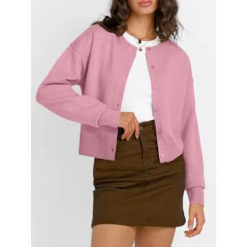 Trendy Queen Cropped Cardigan Sweaters for Women Lightweight Crop Cotton Knit Y2k Fall Outfits Fashi...