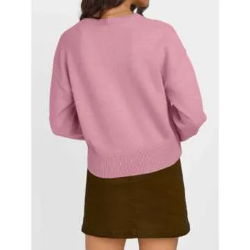 Trendy Queen Cropped Cardigan Sweaters for Women Lightweight Crop Cotton Knit Y2k Fall Outfits Fashion Clothes 2025 Pink S