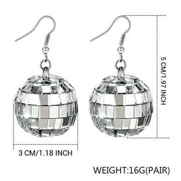 Hicarer 5 Pairs Disco Ball Earrings - Perfect for Christmas & Party Outfits!  