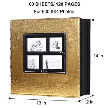 Vienrose Photo Album for 600 4x6 Photos Leather Cover Extra Large Capacity for Wedding Baby Vacation