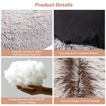 SHU UFANRO Calming Dog Beds for Small Medium Large Dogs, Small Dog Bed and Cat Bed, Washable Round Donut Pet Bed, Anti-Slip Faux Fur Fluffy Anti Anxiety Dog Bed