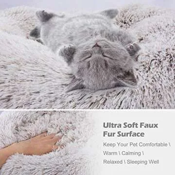 SHU UFANRO Calming Dog Beds for Small Medium Large Dogs, Small Dog Bed and Cat Bed, Washable Round Donut Pet Bed, Anti-Slip Faux Fur Fluffy Anti Anxiety Dog Bed