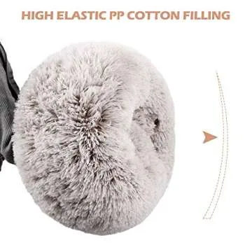 SHU UFANRO Calming Dog Beds for Small Medium Large Dogs, Small Dog Bed and Cat Bed, Washable Round Donut Pet Bed, Anti-Slip Faux Fur Fluffy Anti Anxiety Dog Bed