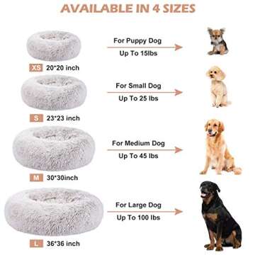 SHU UFANRO Calming Dog Beds for Small Medium Large Dogs, Small Dog Bed and Cat Bed, Washable Round Donut Pet Bed, Anti-Slip Faux Fur Fluffy Anti Anxiety Dog Bed