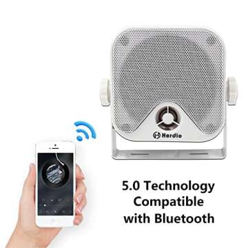 Herdio 4 Inches Marine Box Bluetooth Speakers -Compact Waterproof Audio Sound System with 100 Watt Power for Boat Golf cart Jeep ATV UTV Truck Heavy Duty Powersports Vehicles Courtyard (White)