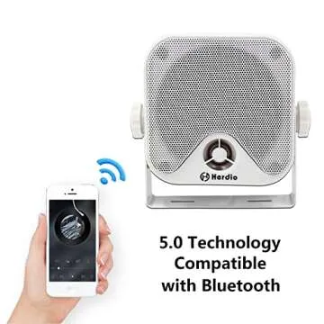 Herdio 4 Inches Marine Box Bluetooth Speakers -Compact Waterproof Audio Sound System with 100 Watt Power for Boat Golf cart Jeep ATV UTV Truck Heavy Duty Powersports Vehicles Courtyard (White)