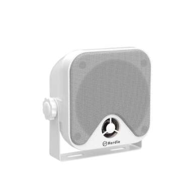 Herdio 4 Inches Marine Box Bluetooth Speakers -Compact Waterproof Audio Sound System with 100 Watt Power for Boat Golf cart Jeep ATV UTV Truck Heavy Duty Powersports Vehicles Courtyard (White)