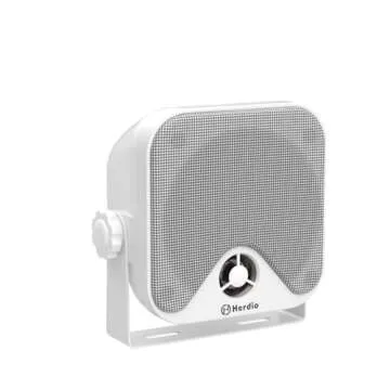 Herdio 4 Inches Marine Box Bluetooth Speakers -Compact Waterproof Audio Sound System with 100 Watt Power for Boat Golf cart Jeep ATV UTV Truck Heavy Duty Powersports Vehicles Courtyard (White)