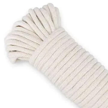 Enenes 65 Feet Craft Rope - Natural Cotton Braided Rope for DIY Projects