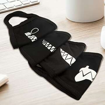 gootrades Set of 4 Teeth Pattern Unisex Cotton Blend Anti Dust Face Mouth Mask