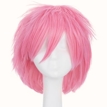 S-noilite Unisex Short Dark Pink Wig for Cosplay & Parties