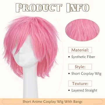 S-noilite Unisex Short Dark Pink Wig for Cosplay & Parties
