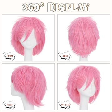 S-noilite Unisex Short Dark Pink Wig for Cosplay & Parties