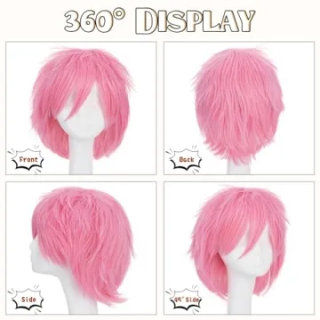S-noilite Unisex Short Dark Pink Wig for Cosplay & Parties