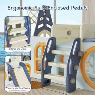 YUYUE 9 in 1 Toddler Slide, Kid Slide for Toddlers Age 3-6,Pirate Ship Toddler Slide with Basketball Hoop,Indoor and Outdoor Baby Climber Playset Playground Freestanding Slide