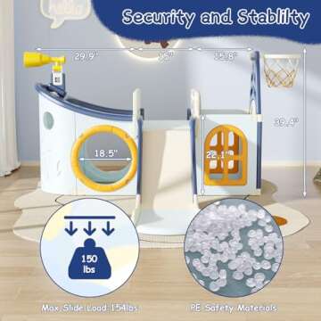 YUYUE 9 in 1 Toddler Slide, Kid Slide for Toddlers Age 3-6,Pirate Ship Toddler Slide with Basketball Hoop,Indoor and Outdoor Baby Climber Playset Playground Freestanding Slide