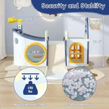 YUYUE 9 in 1 Toddler Slide, Kid Slide for Toddlers Age 3-6,Pirate Ship Toddler Slide with Basketball Hoop,Indoor and Outdoor Baby Climber Playset Playground Freestanding Slide