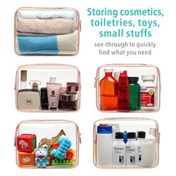 F-color TSA Approved Toiletry Bags Set of 3 Clear Travel Bags