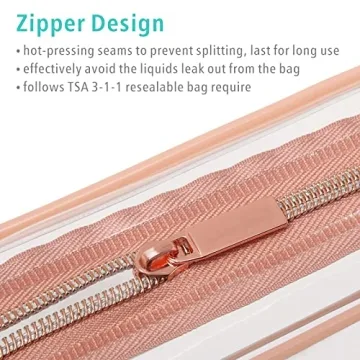 F-color TSA Approved Toiletry Bags Set of 3 Clear Travel Bags