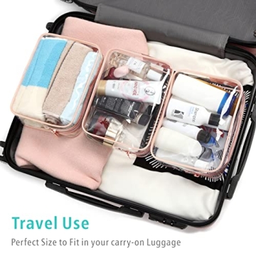 F-color TSA Approved Toiletry Bags Set of 3 Clear Travel Bags