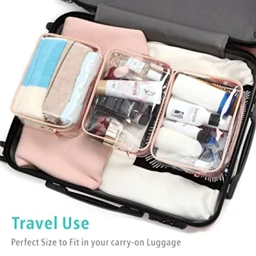 F-color TSA Approved Toiletry Bags Set of 3 Clear Travel Bags