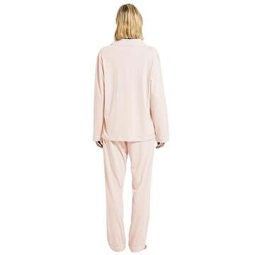 Honypove 100% Cotton Pajama Set for Women Long Sleeve Womens Sleepwear Button Down NightWear Soft Pj Lounge Sets (Pink,M)