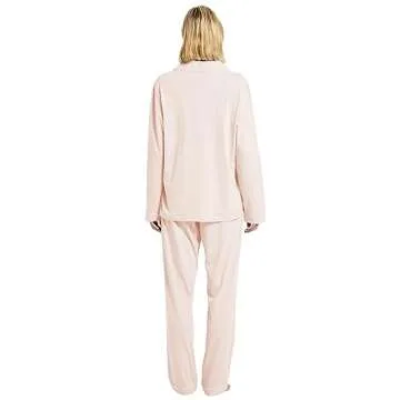 Honypove 100% Cotton Pajama Set for Women Long Sleeve Womens Sleepwear Button Down NightWear Soft Pj Lounge Sets (Pink,M)