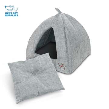 Pet Tent-Soft Bed for Dog and Cat by Best Pet Supplies - Gray Linen, 19" x 19" x H:19"