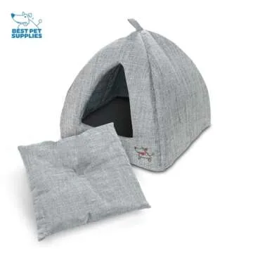Pet Tent-Soft Bed for Dog and Cat by Best Pet Supplies - Gray Linen, 19" x 19" x H:19"