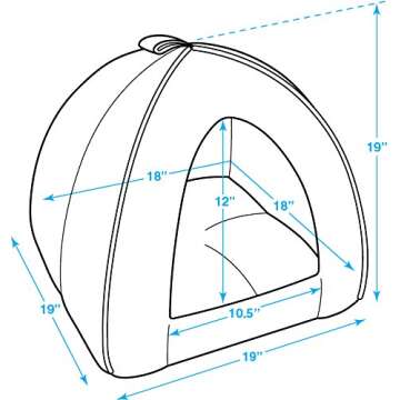 Pet Tent-Soft Bed for Dog and Cat by Best Pet Supplies - Gray Linen, 19" x 19" x H:19"
