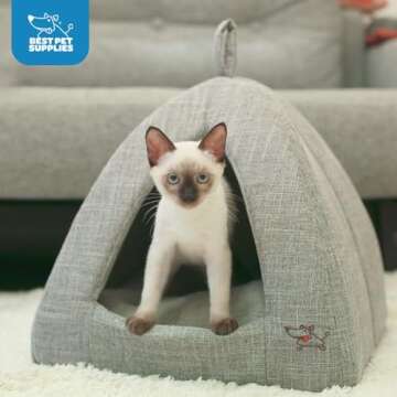 Pet Tent-Soft Bed for Dog and Cat by Best Pet Supplies - Gray Linen, 19" x 19" x H:19"