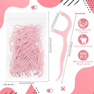 Baderke 600 Count Floss Picks Bulk Dental Flossers Picks for Adults Non Breakable Tooth Picks Flosse...