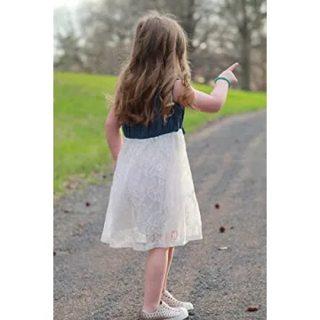 Enlifety Girls Denim Lace Dress Size 7/8 for Summer