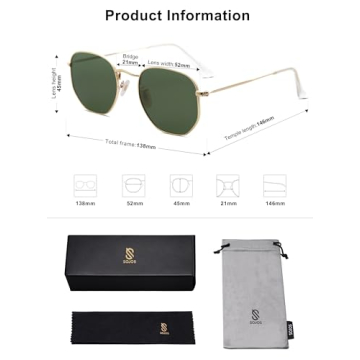 SOJOS Retro Square Hexagonal Sunglasses UV400 Polarized